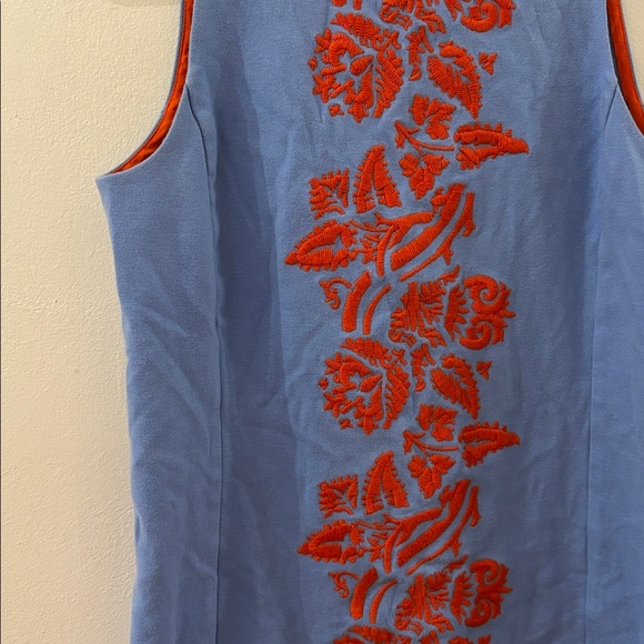 Tory Burch Blue and Orange Embroidered Dress -sleeveless -size XS - cotton blend - Picture 3 of 6